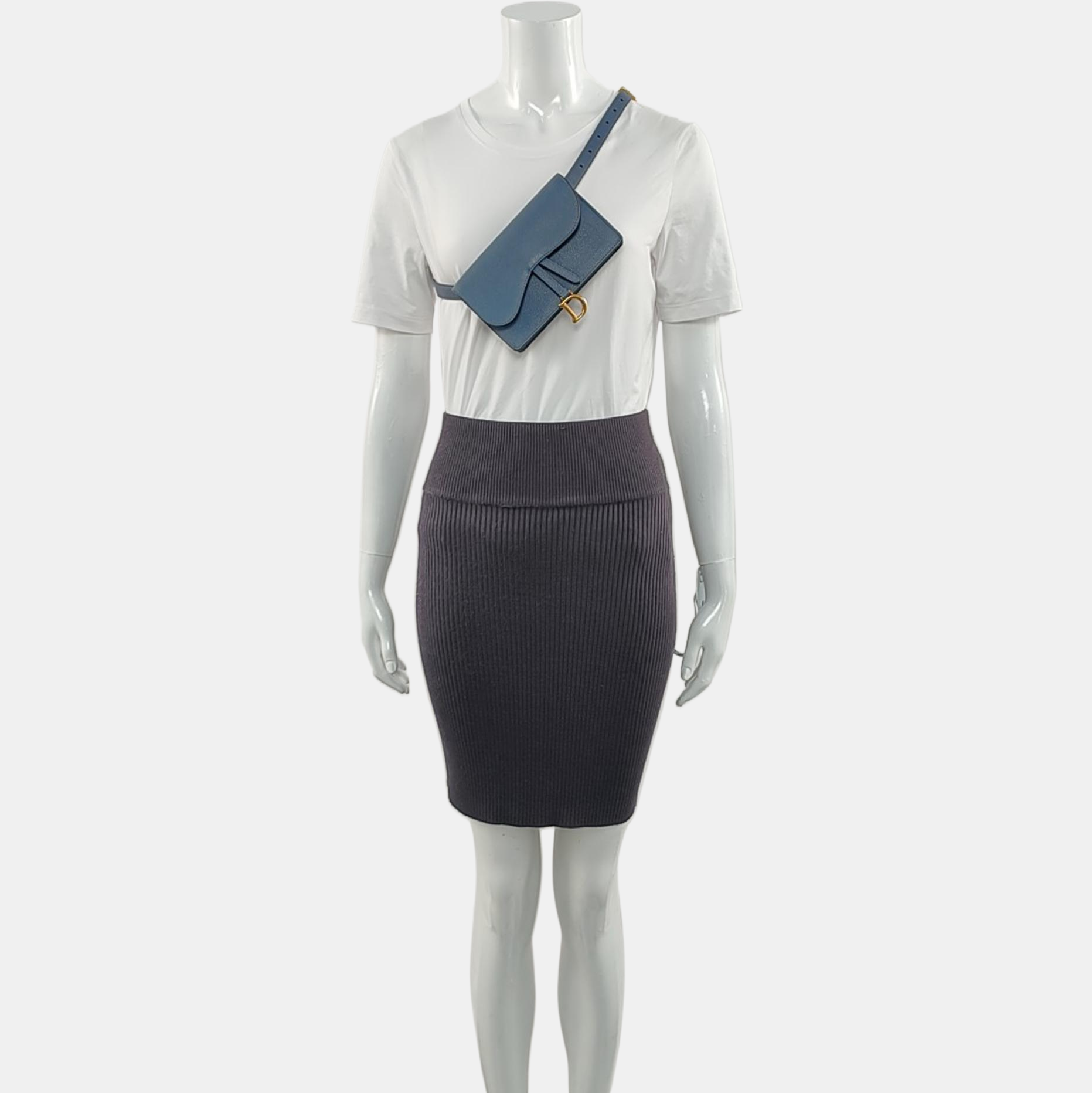 Authenticated pre-owned  Saddle Calfskin Blue - Belt Bag at Looply