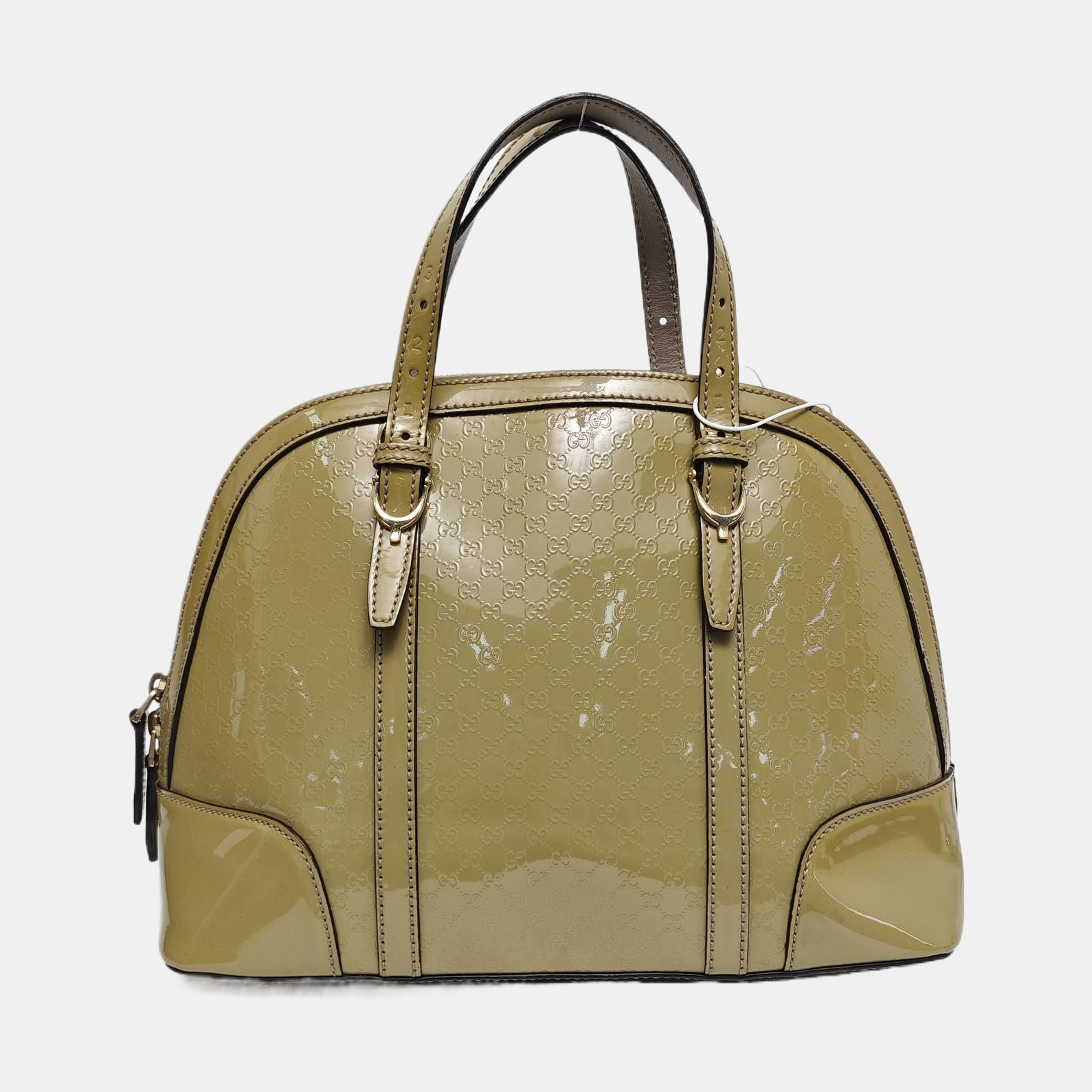Authenticated pre-owned  Microguccissima Monogram Patent Leather Green - Top Handle Bag at Looply
