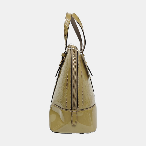 Authenticated pre-owned  Microguccissima Monogram Patent Leather Green - Top Handle Bag at Looply