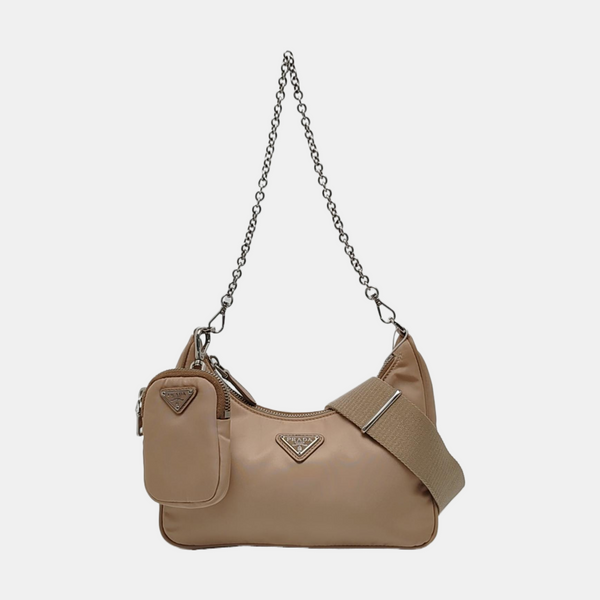 Authenticated pre-owned  Re-edition2005 Nylon Beige - Shoulder Bag at Looply