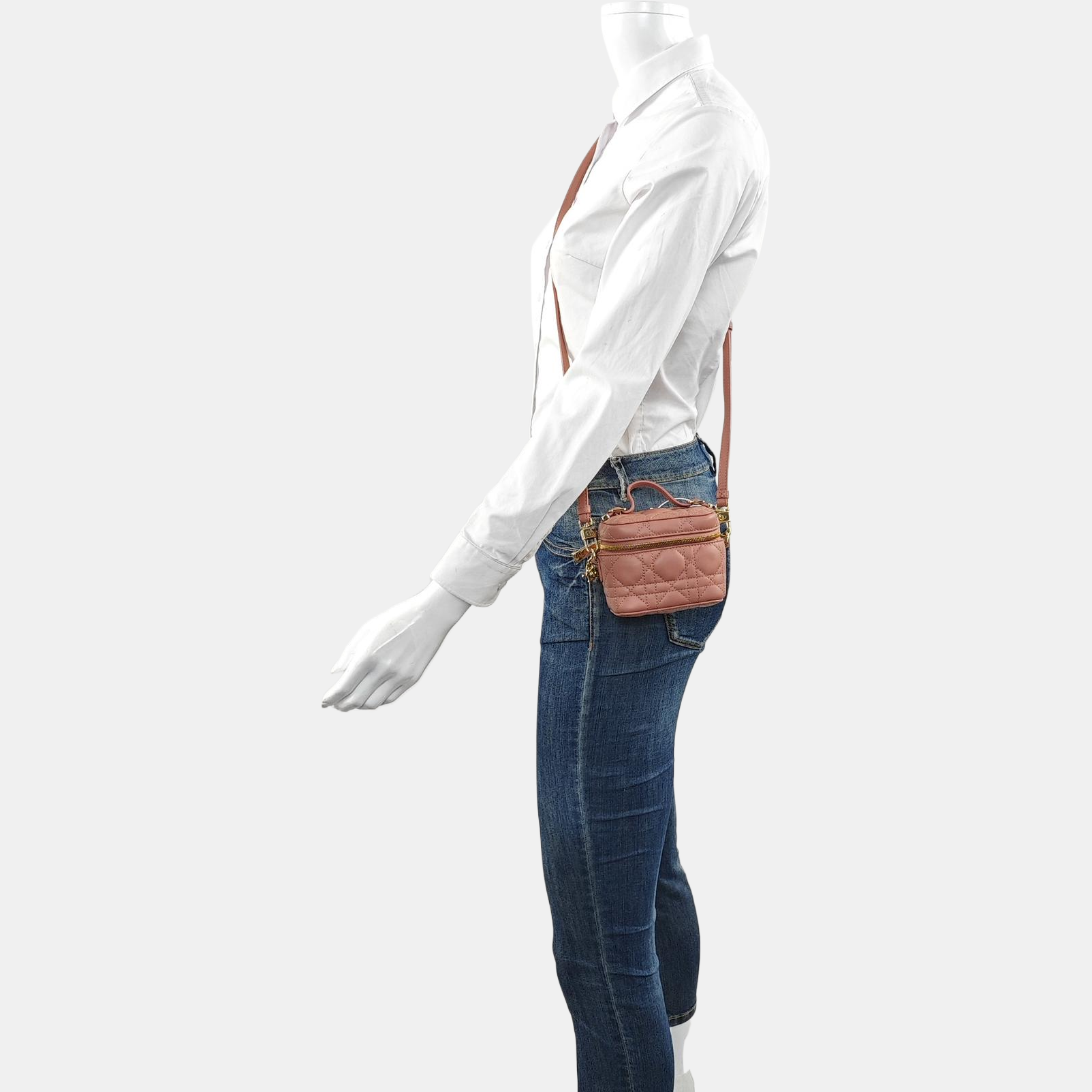 Authenticated pre-owned  Lady Dior Super Mini Lambskin Beige - Shoulder Bag at Looply
