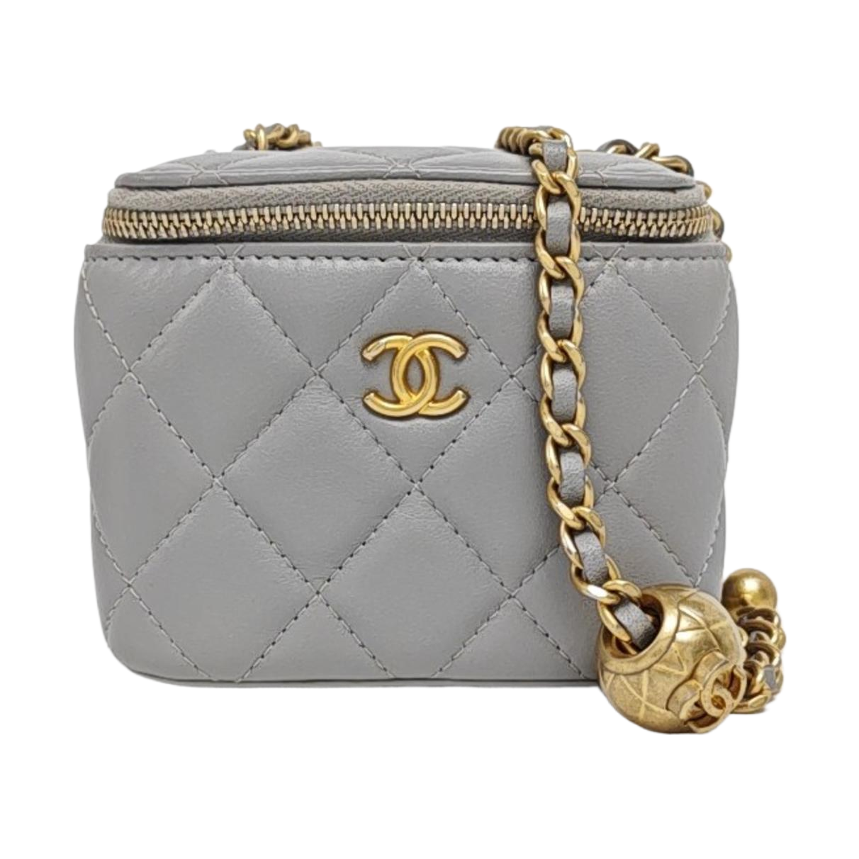 Authenticated pre-owned  Vanity Case Mini Quilted Lambskin Gray - Shoulder Bag at Looply