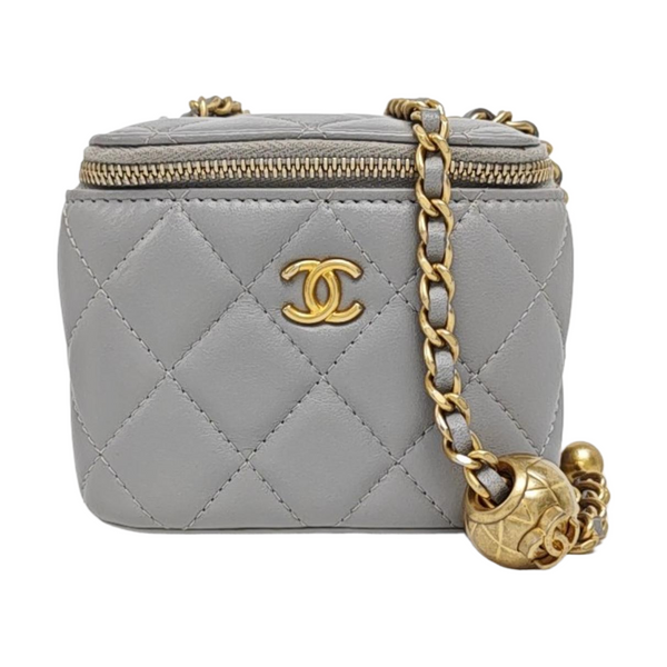 Authenticated pre-owned  Vanity Case Mini Quilted Lambskin Gray - Shoulder Bag at Looply