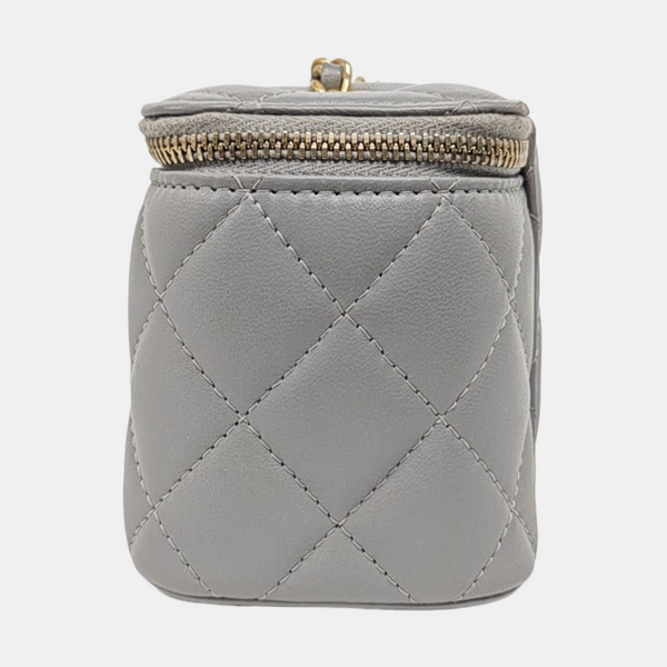 Authenticated pre-owned  Vanity Case Mini Quilted Lambskin Gray - Shoulder Bag at Looply