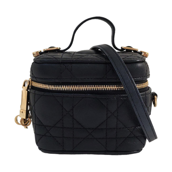 Authenticated pre-owned  Lady Dior Super Mini Lambskin Black - Shoulder Bag at Looply