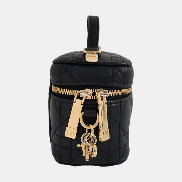 Authenticated pre-owned  Lady Dior Super Mini Lambskin Black - Shoulder Bag at Looply
