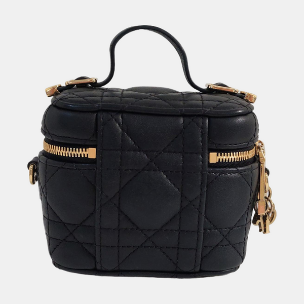 Authenticated pre-owned  Lady Dior Super Mini Lambskin Black - Shoulder Bag at Looply