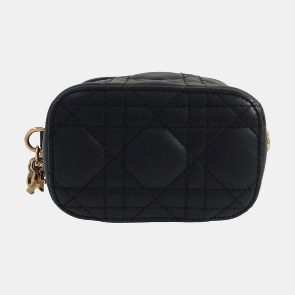 Authenticated pre-owned  Lady Dior Super Mini Lambskin Black - Shoulder Bag at Looply