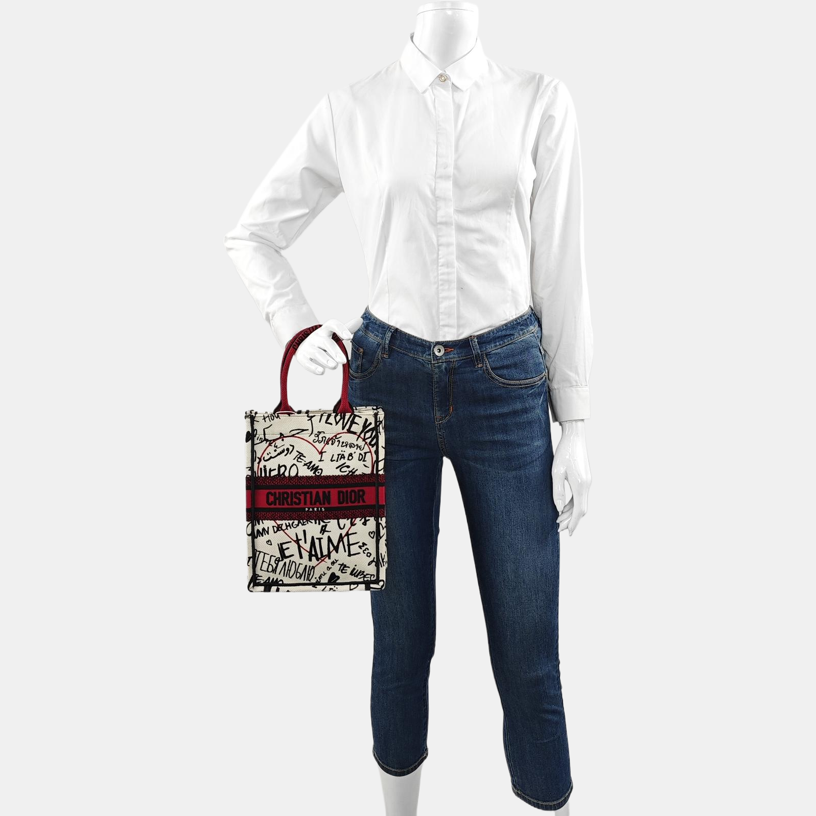 Authenticated pre-owned  Book Tote Canvas White - Top Handle Bag at Looply