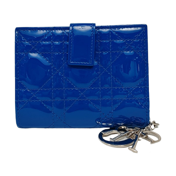 Authenticated pre-owned  Lady Dior Patent Leather Blue Card Holder - Card Holder at Looply