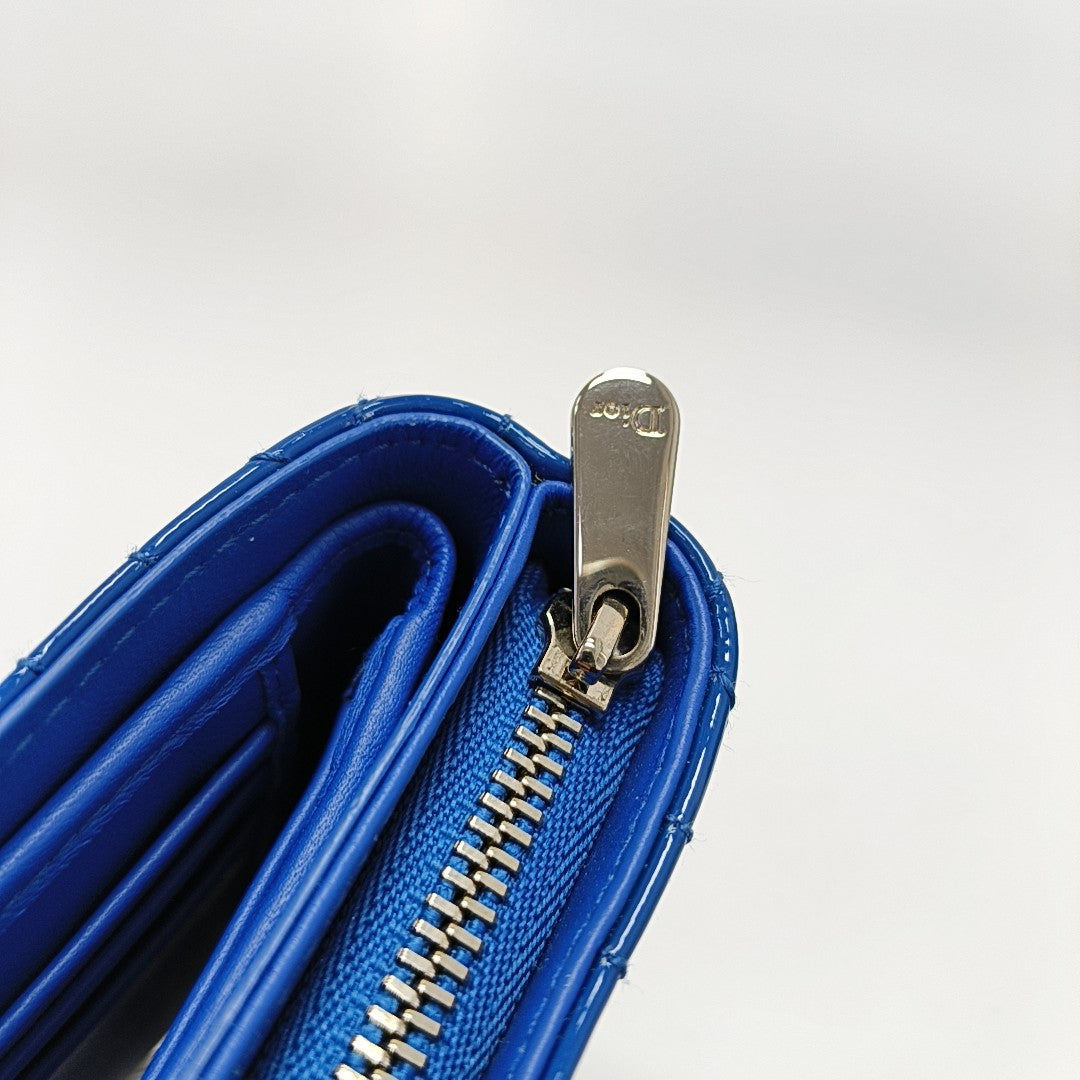 Authenticated pre-owned  Lady Dior Patent Leather Blue Card Holder - Card Holder at Looply