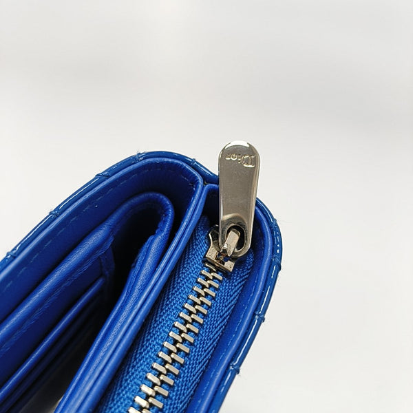 Authenticated pre-owned  Lady Dior Patent Leather Blue Card Holder - Card Holder at Looply