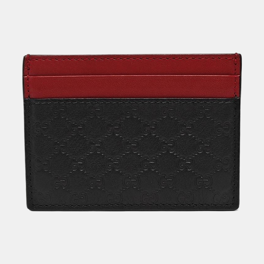 Authenticated pre-owned  Microguccissima Monogram Calfskin Black Card Holder - Card Holder at Looply