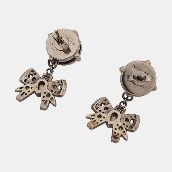 Pendientes blancos de metal, imitación de perla y cristal sintético