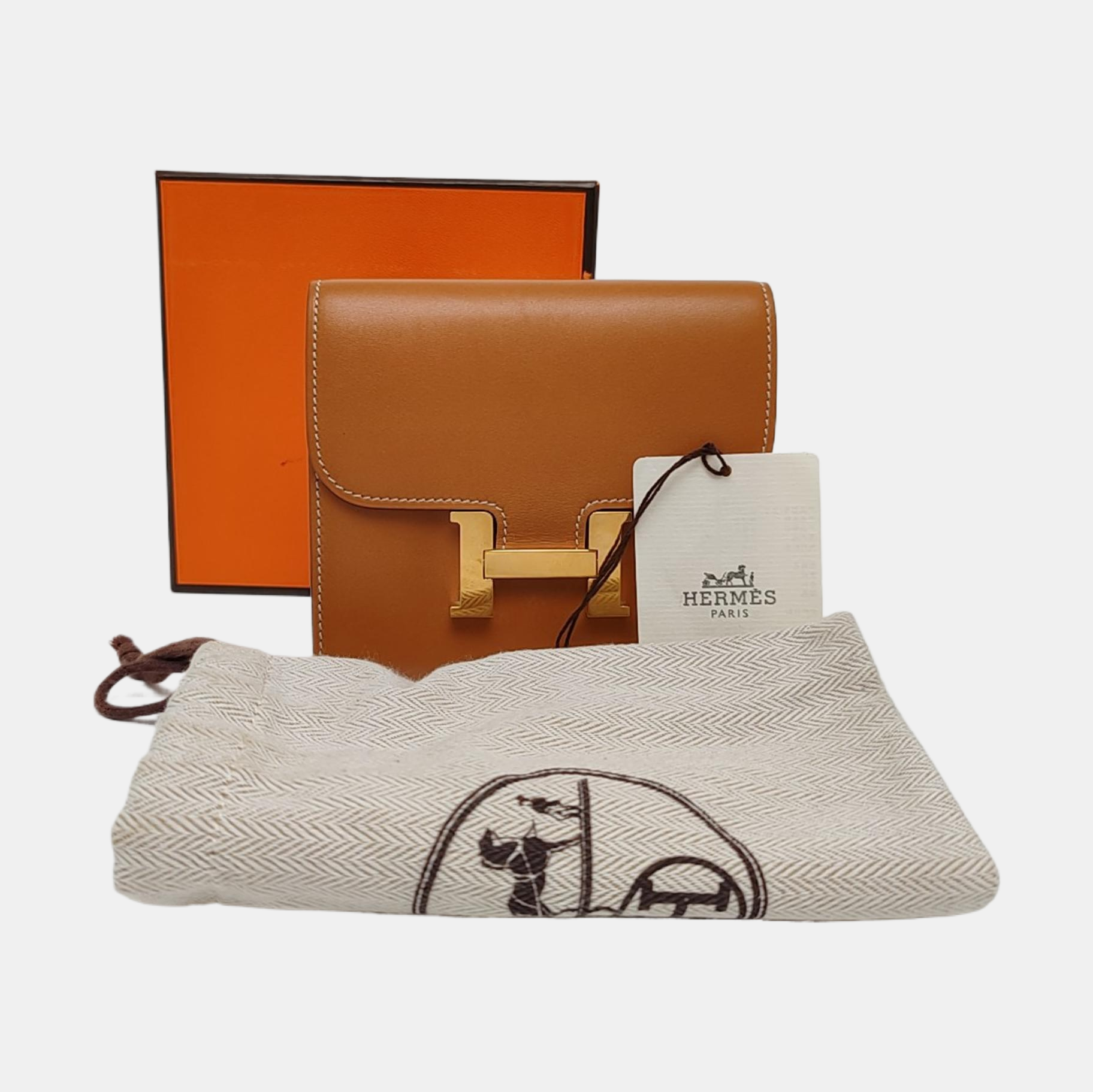 Authenticated pre-owned  Constance Box Calf Brown Wallet - Wallet at Looply