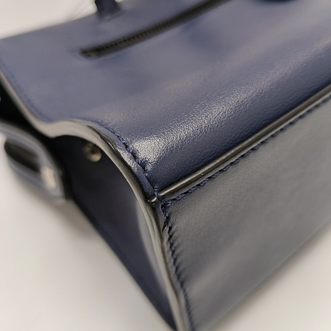 Leather Shoulder Bag Blue