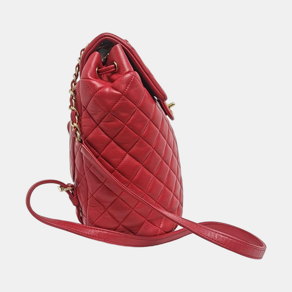 Authenticated pre-owned  Urban Spirit Small Quilted Lambskin Red - Backpack at Looply