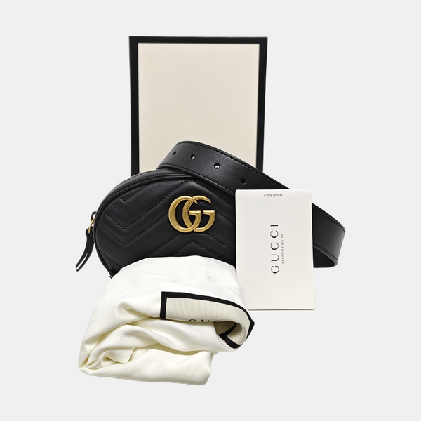 Authenticated pre-owned  GG Marmont Calfskin Black - Belt Bag at Looply