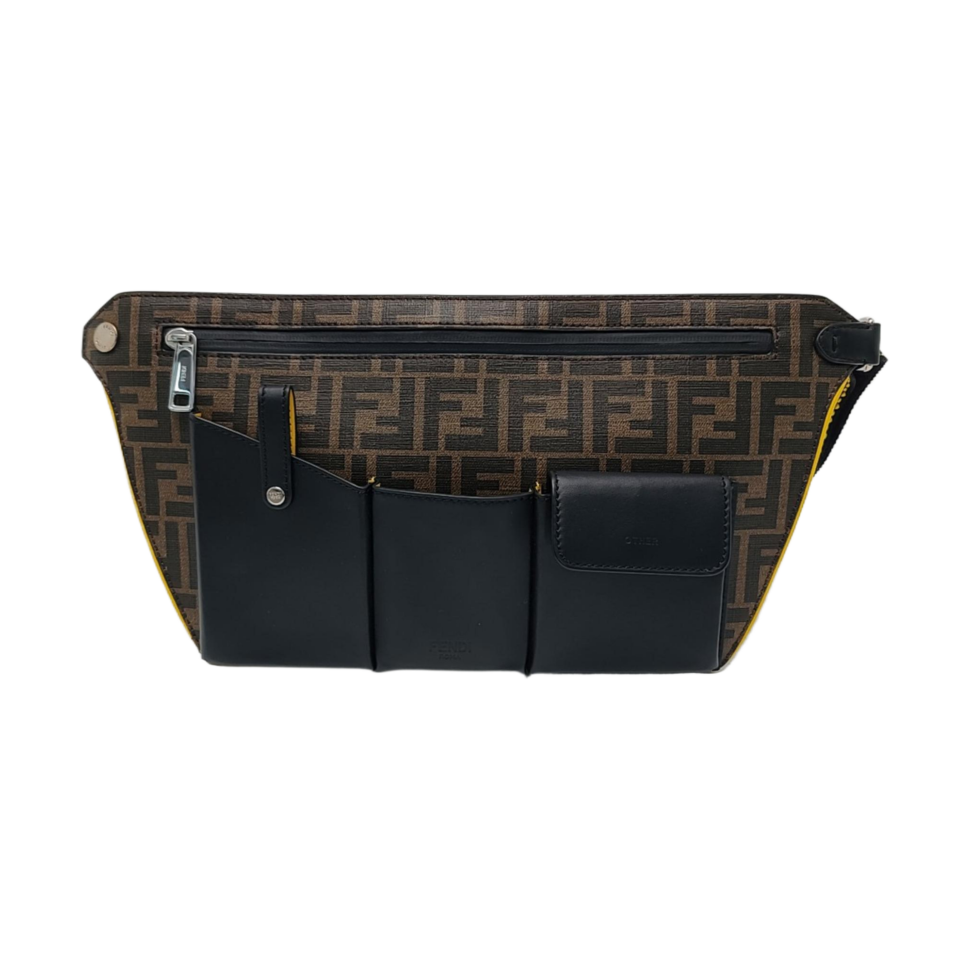 Coated Canvas Crossbody Bag Brown