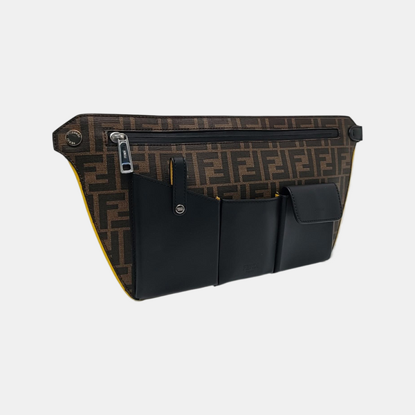 Coated Canvas Crossbody Bag Brown