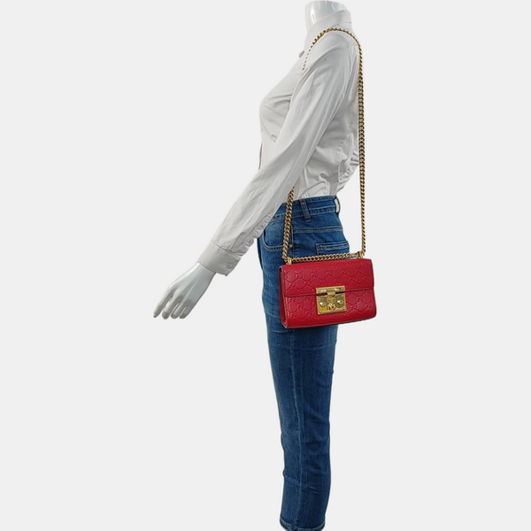 Authenticated pre-owned  Padlock Small Monogram Calfskin Red - Shoulder Bag at Looply