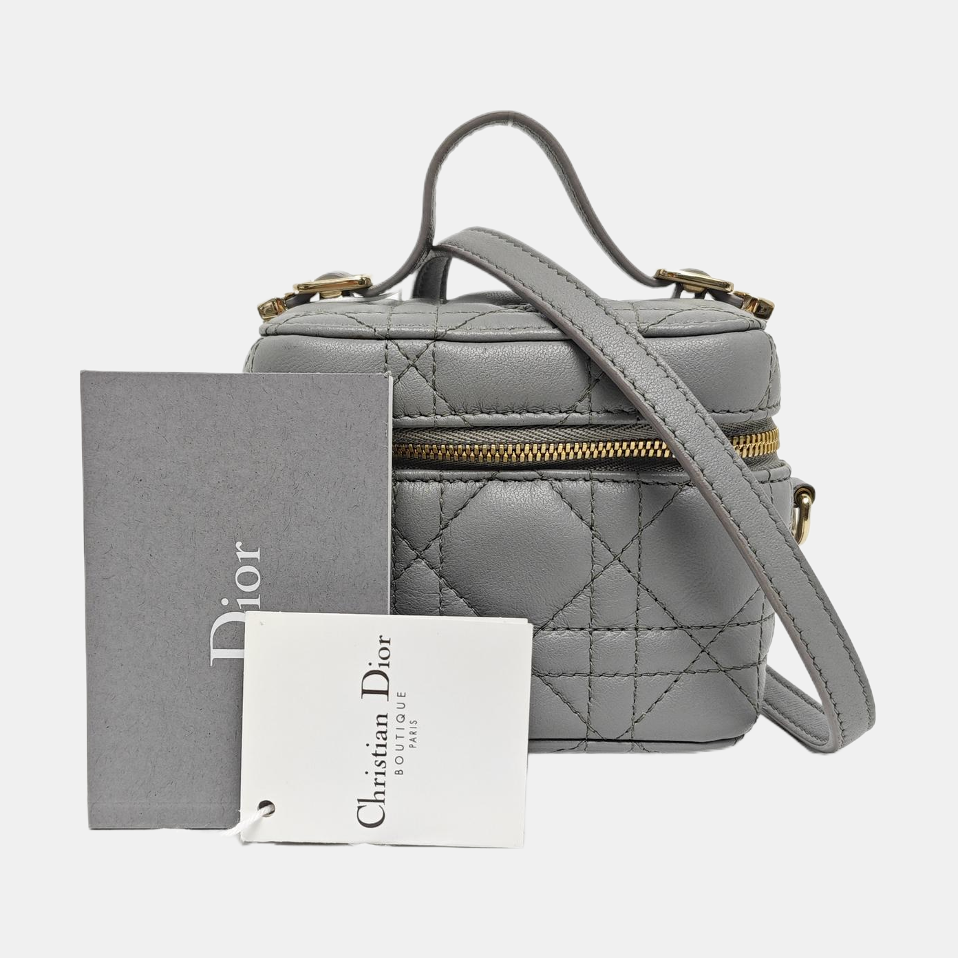 Authenticated pre-owned  Lady Dior Super Mini Lambskin Gray - Shoulder Bag at Looply