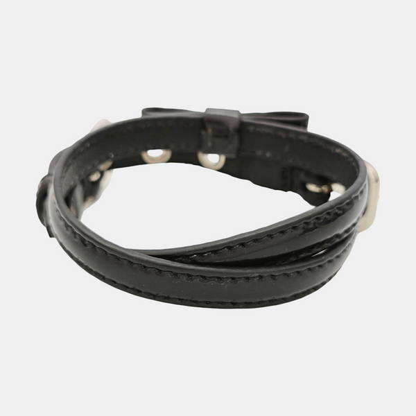 Authenticated pre-owned  Leather Metal Black Bracelet - Bracelet at Looply