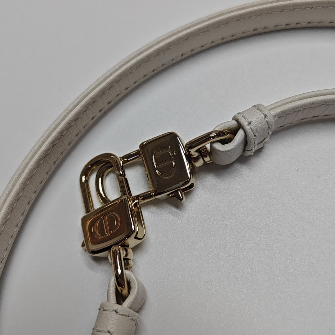Authenticated pre-owned  Lady Dior Super Mini Lambskin White - Shoulder Bag at Looply