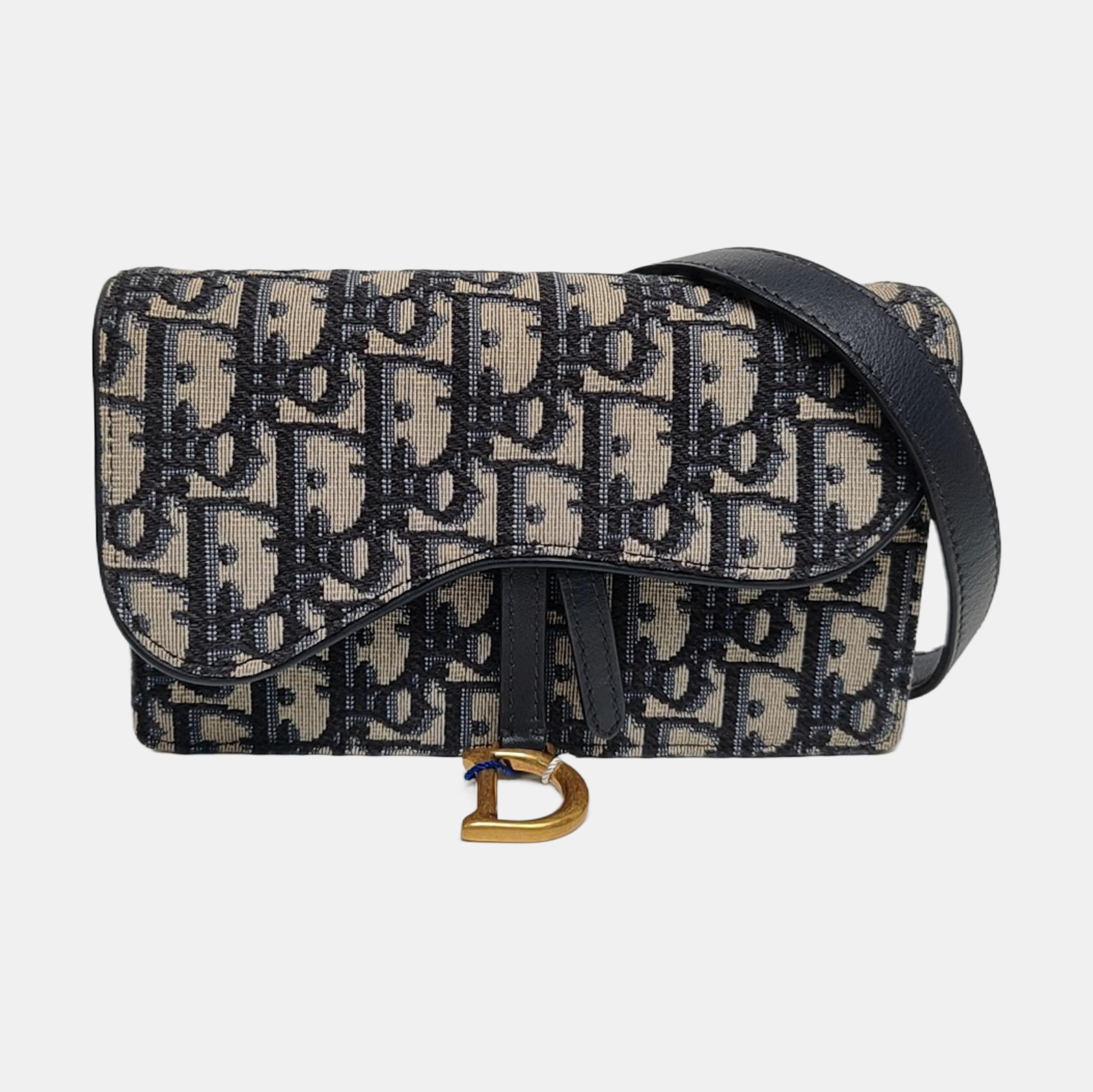 Authenticated pre-owned  Saddle Oblique Canvas Blue - Shoulder Bag at Looply
