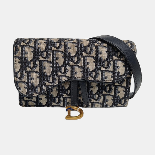 Authenticated pre-owned  Saddle Oblique Canvas Blue - Shoulder Bag at Looply