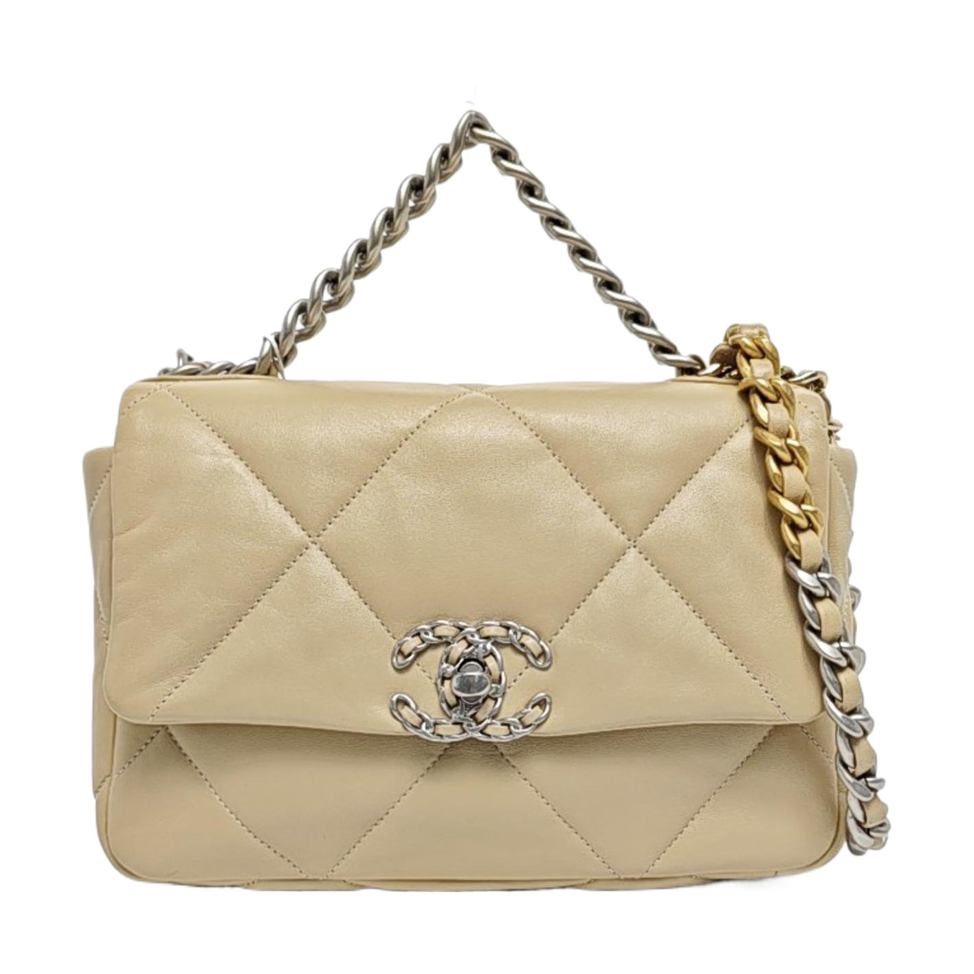 Authenticated pre-owned  Chanel 19 Quilted Lambskin Beige - Shoulder Bag at Looply