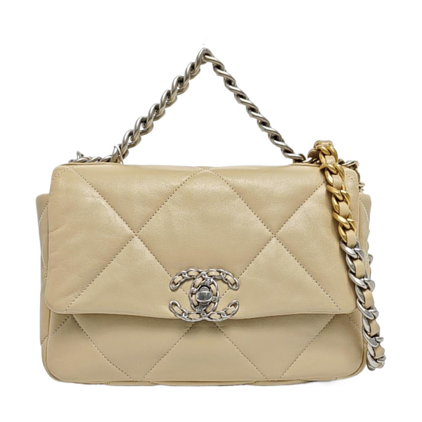 Authenticated pre-owned  Chanel 19 Quilted Lambskin Beige - Shoulder Bag at Looply
