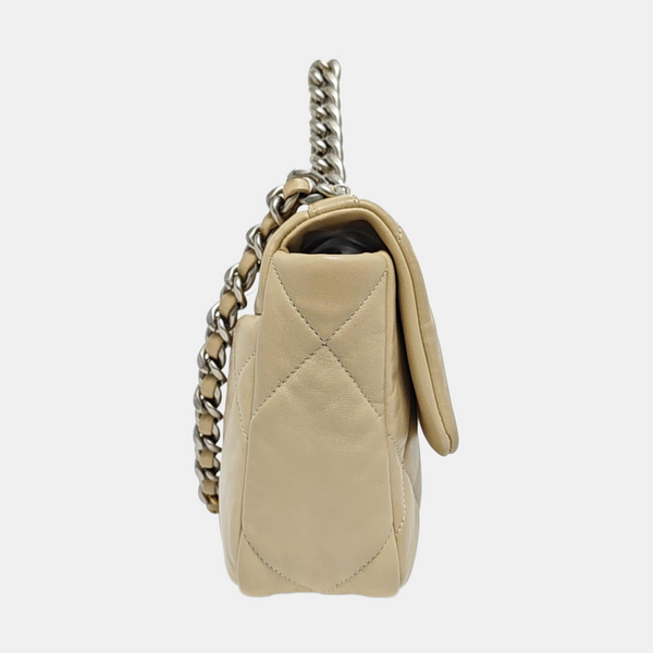 Authenticated pre-owned  Chanel 19 Quilted Lambskin Beige - Shoulder Bag at Looply