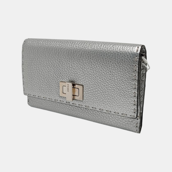 Authenticated pre-owned  Peekaboo Calfskin Silver Wallet - Wallet at Looply