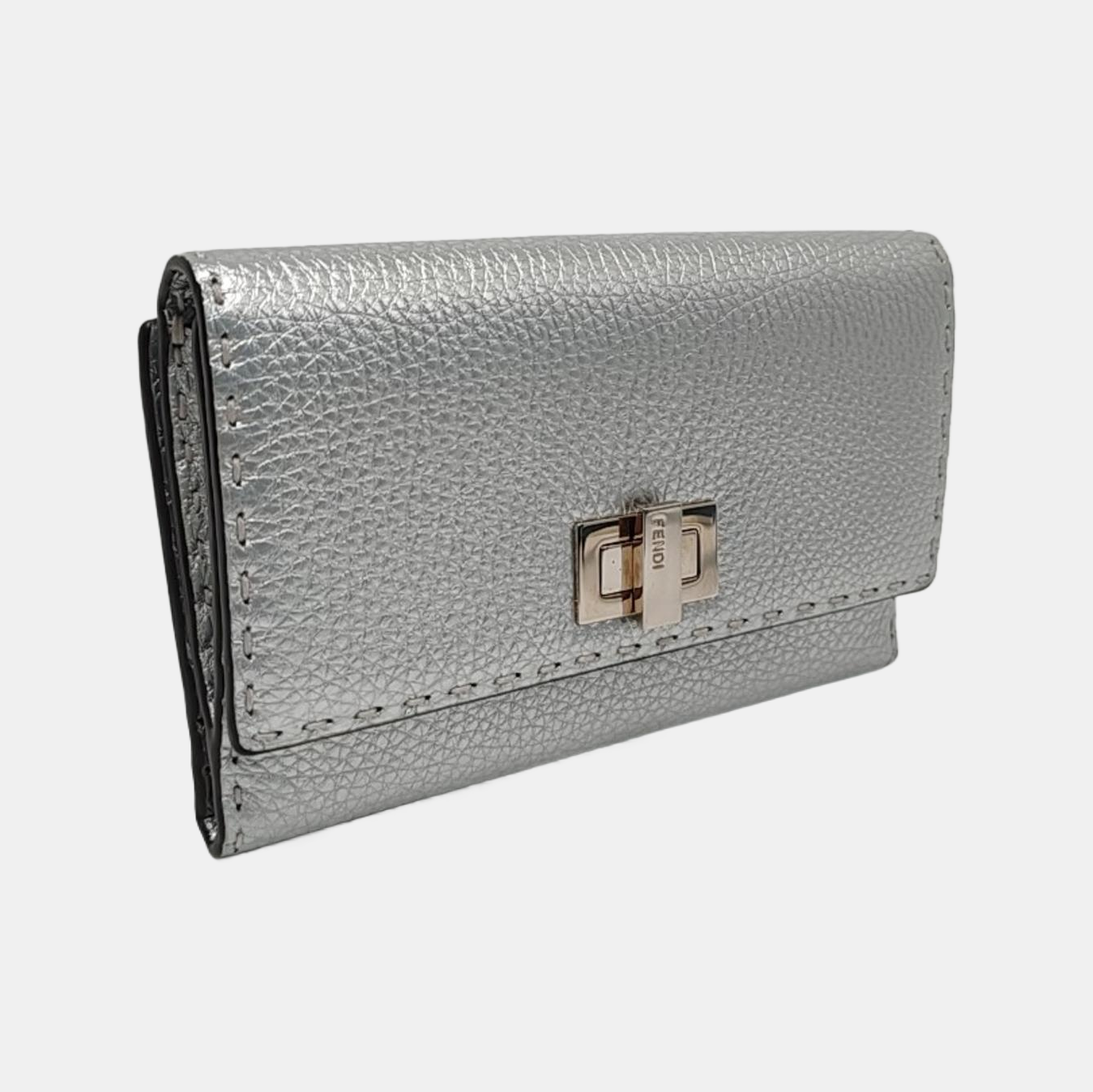 Authenticated pre-owned  Peekaboo Calfskin Silver Wallet - Wallet at Looply