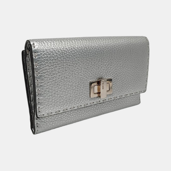 Authenticated pre-owned  Peekaboo Calfskin Silver Wallet - Wallet at Looply