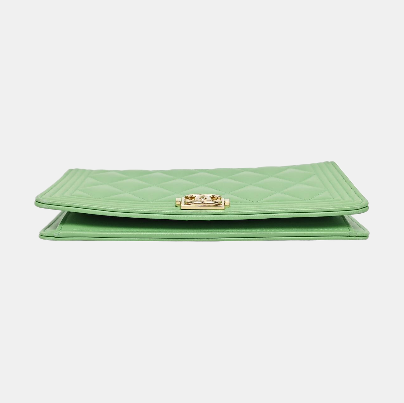 Authenticated pre-owned  Boy Chanel Quilted Lambskin Green Wallet - Wallet at Looply