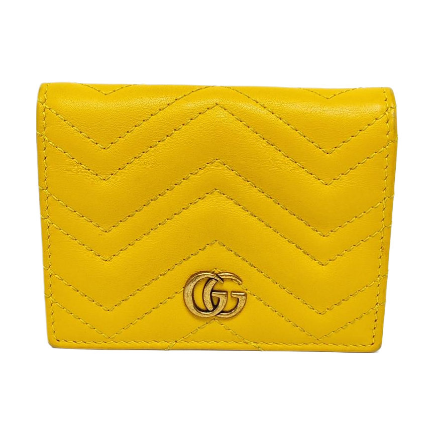 Authenticated pre-owned  GG Marmont Calfskin Yellow Wallet - Wallet at Looply