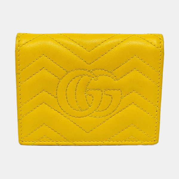 Authenticated pre-owned  GG Marmont Calfskin Yellow Wallet - Wallet at Looply