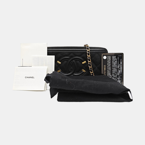Authenticated pre-owned  Filigree Quilted Grained Calfskin Black - Crossbody Bag at Looply