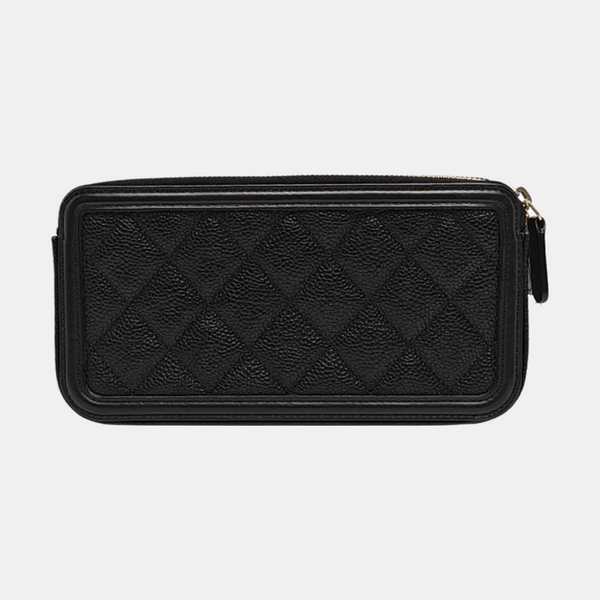 Authenticated pre-owned  Filigree Quilted Grained Calfskin Black - Crossbody Bag at Looply