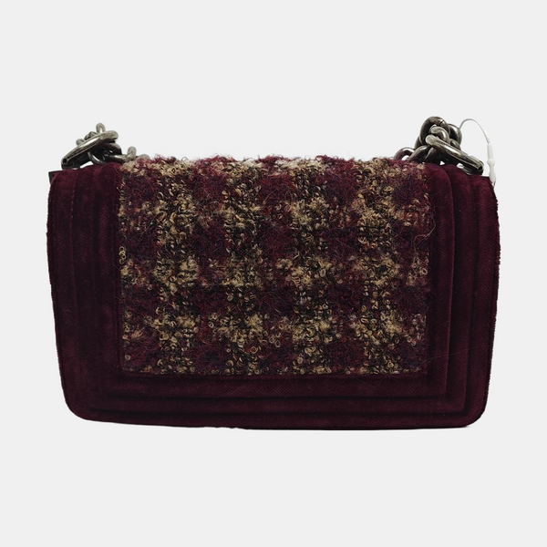Authenticated pre-owned  Boy Chanel Small Velvet Burgundy - Shoulder Bag at Looply