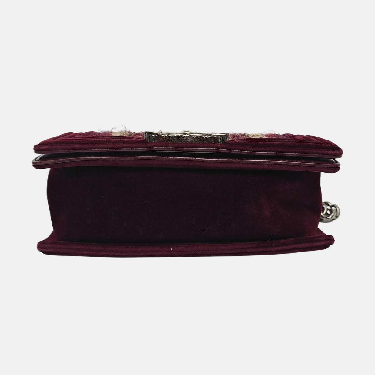 Authenticated pre-owned  Boy Chanel Small Velvet Burgundy - Shoulder Bag at Looply