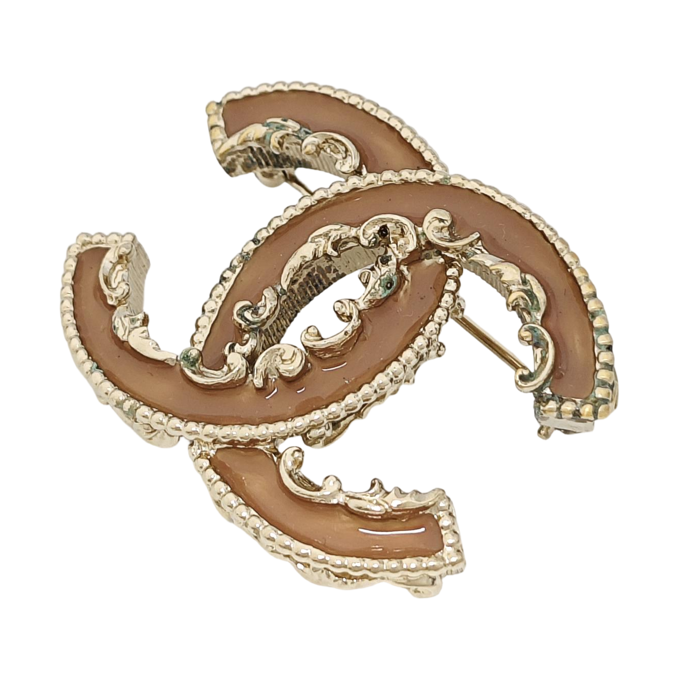 Authenticated pre-owned  Vintage Gold-tone Metal Synthetic Brooch - Brooch at Looply