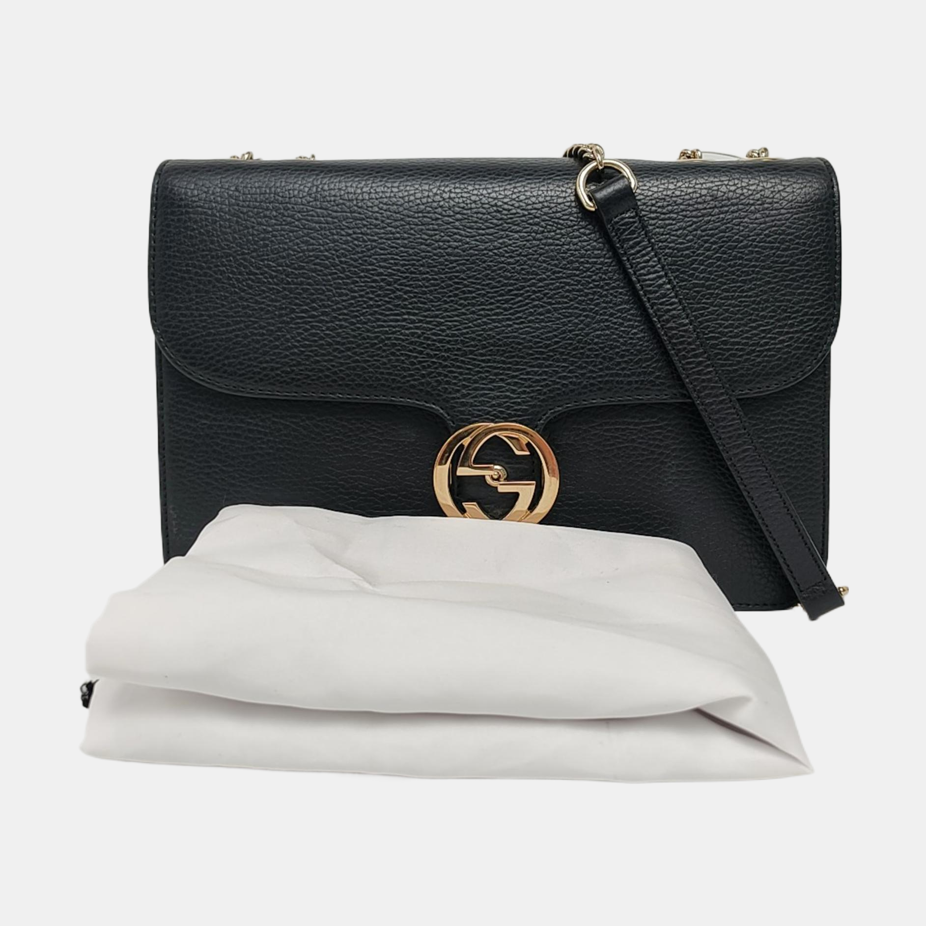 Authenticated pre-owned  Interlocking G Large Calfskin Black - Crossbody Bag at Looply