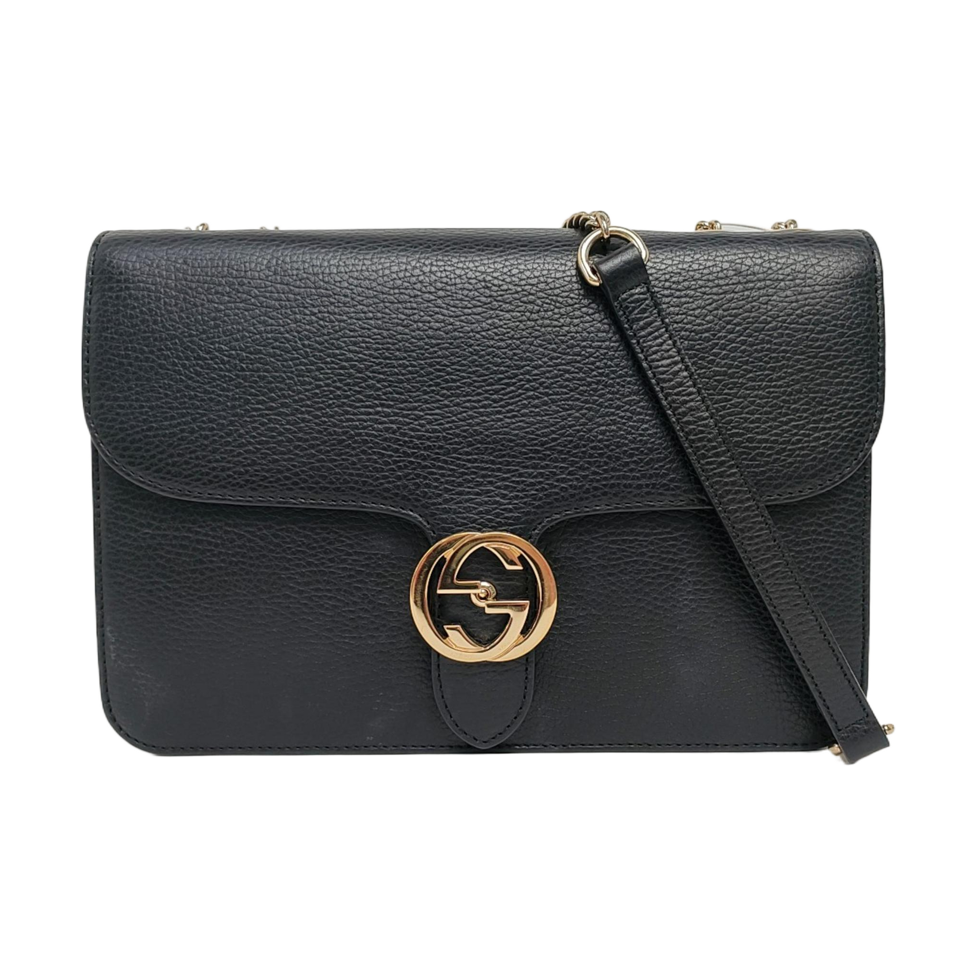 Authenticated pre-owned  Interlocking G Large Calfskin Black - Crossbody Bag at Looply