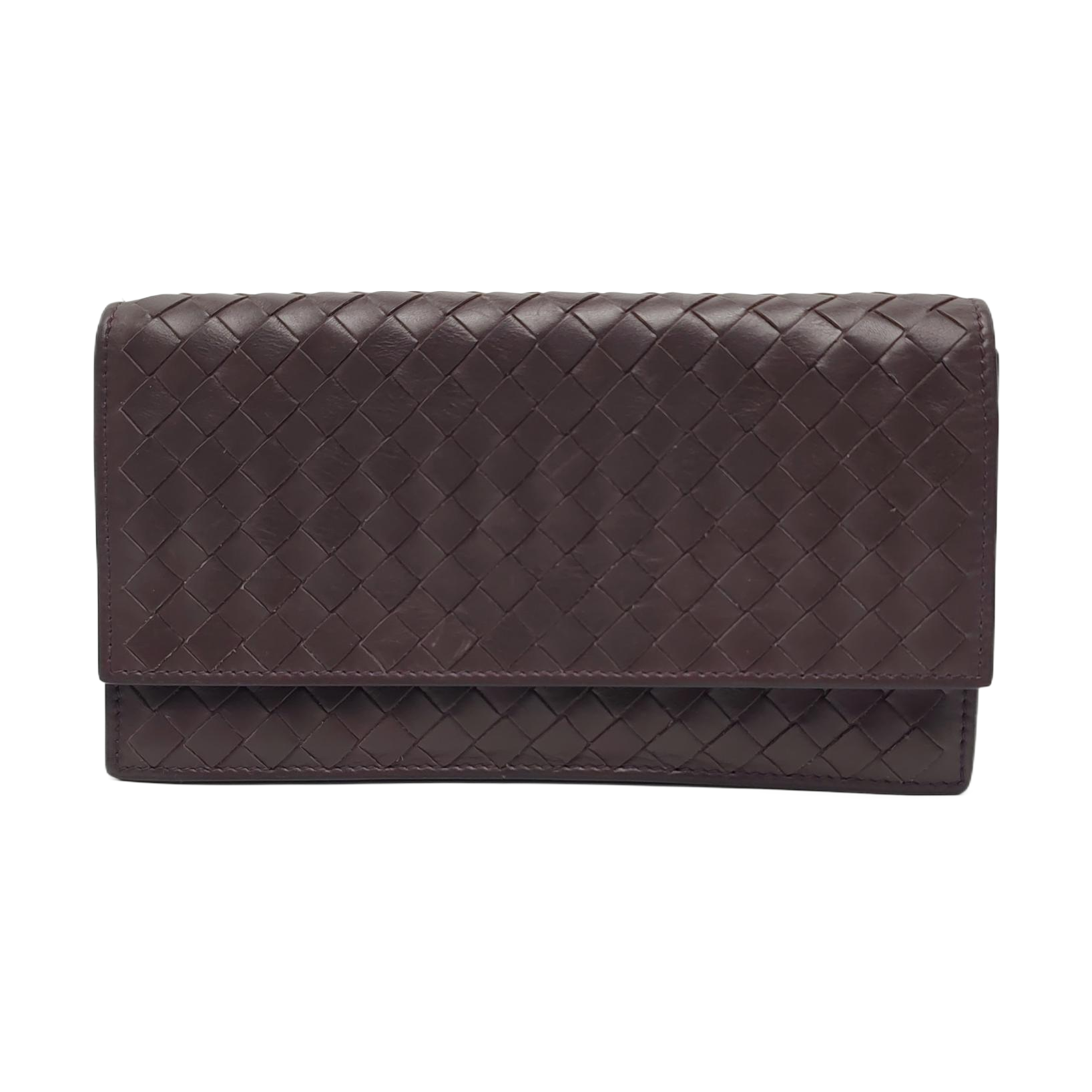 Authenticated pre-owned  Intrecciato Calfskin Brown Wallet - Wallet at Looply