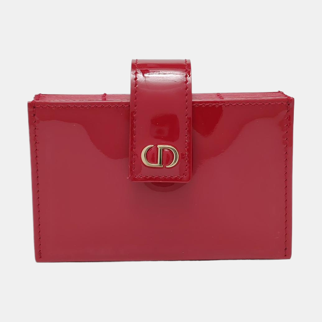 Authenticated pre-owned  30 Montaigne Calfskin Red Card Holder - Card Holder at Looply