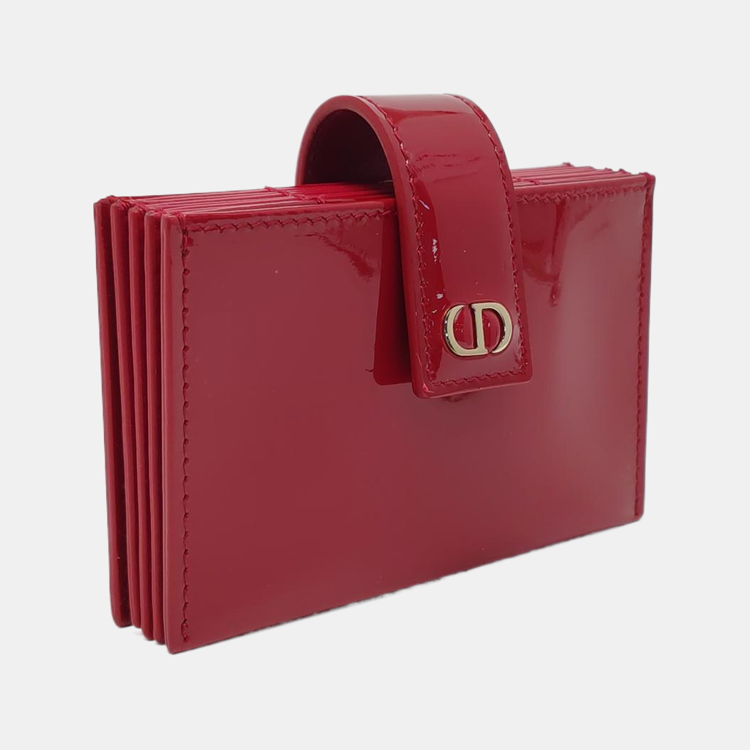Authenticated pre-owned  30 Montaigne Calfskin Red Card Holder - Card Holder at Looply