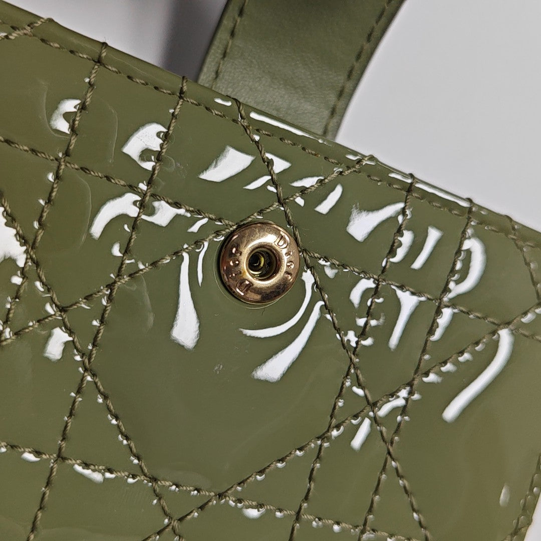 Authenticated pre-owned  Lady Dior Patent Leather Green Card Holder - Card Holder at Looply